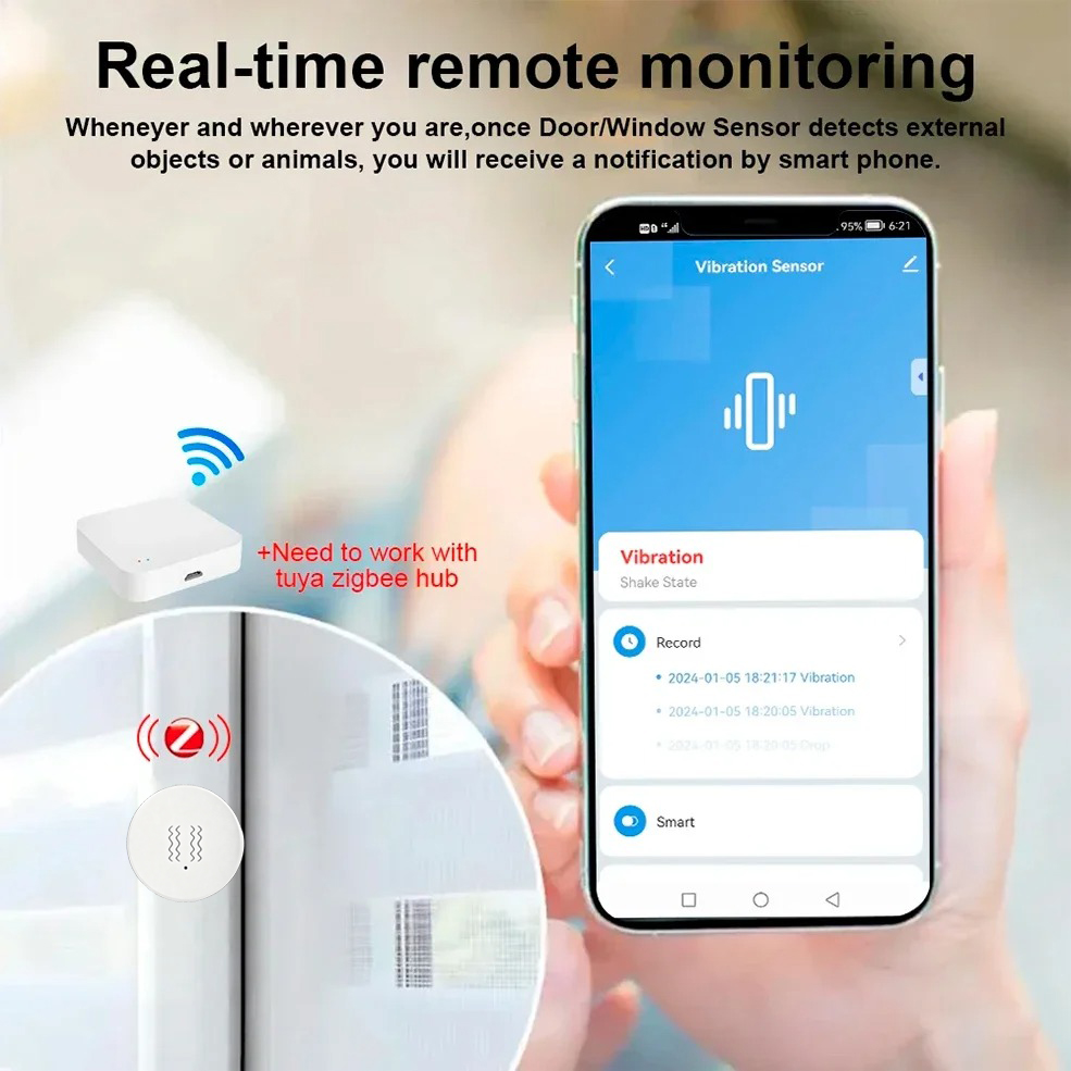 Tuya Zigbee Smart Vibration Se - Smart Home Notifications review and price